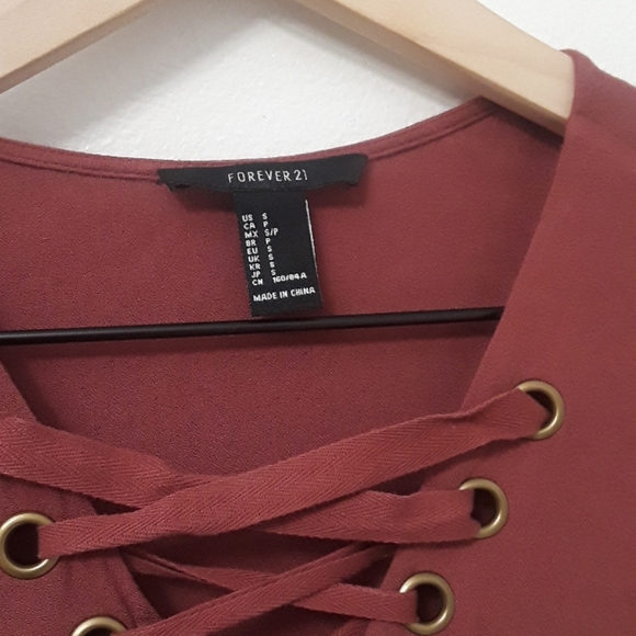 Forever 21 Rust Colored Lace Up Dress - Size Small - Picture 3 of 4
